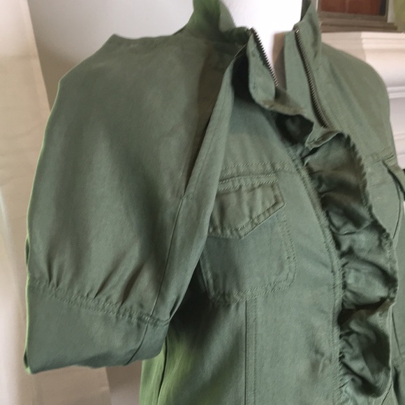 Hinge Seattle Zip Front Khaki Bell Sleeve Jacket - Picture 6 of 9